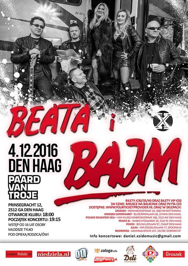 Koncert BAJM w Holandii - Haga 4.12.2016 - zaproszenie
